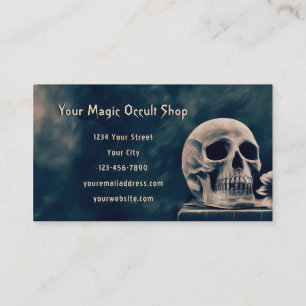 Tarjeta De Visita Calavera gótica vintage negro gris viejo escaparat