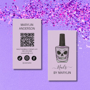 Tarjeta De Visita Calavera Nail Polaca Botella Técnico Gótico de Uña