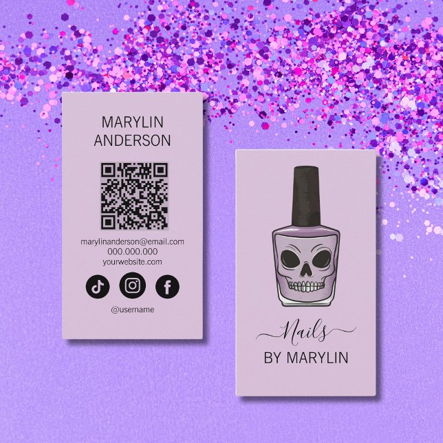 Tarjeta De Visita Calavera Nail Polaca Botella Técnico Gótico de Uña (Subido por el creador)