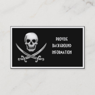 Tarjeta De Visita Calavera pirata y cruces de espadas vidriosas