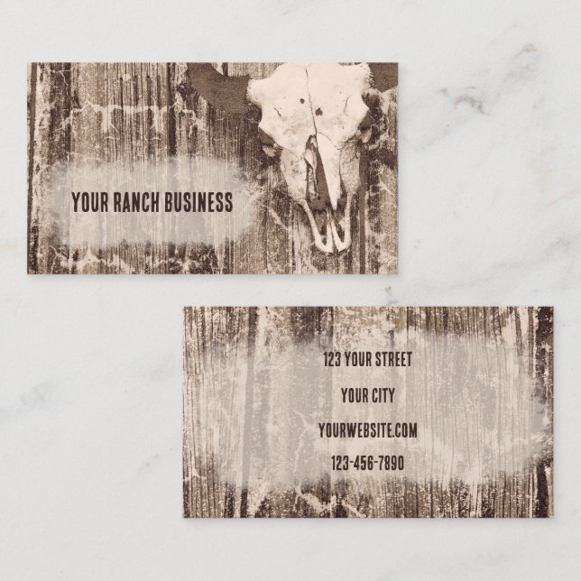Tarjeta De Visita Calavera ruidosa de toro marrón occidental (Anverso / Reverso)