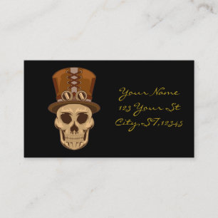 Tarjeta De Visita Calavera Steampunk en Top Hat Thunder_Cove