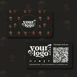 Tarjeta De Visita Calaveras góticas y barrancos Código QR de Hallowe
