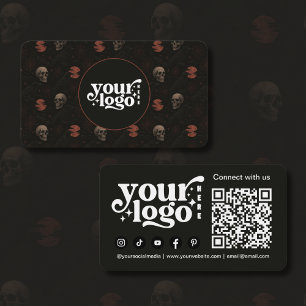Tarjeta De Visita Calaveras góticas y barrancos Código QR de Hallowe