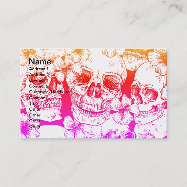 Tarjeta De Visita Calaveras y flores (Anverso)