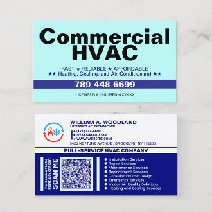 Tarjeta De Visita Calefacción y Refrigeración & Código Qr de AC   HV
