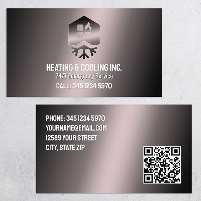 Tarjeta De Visita Calefacción Y Refrigeración De HVAC QR (HVAC Heating And Cooling QR Business Cards)