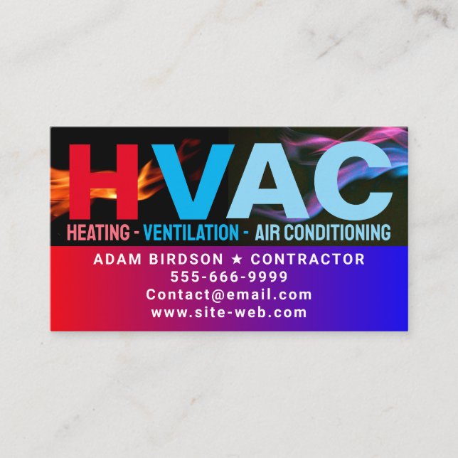 Tarjeta De Visita Calefacción y refrigeración y aire acondicionado | (Anverso)