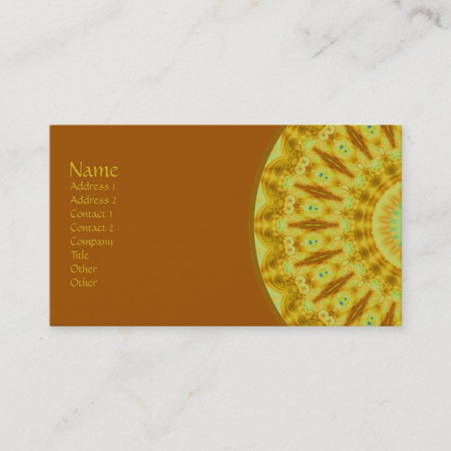 Tarjeta De Visita Caleidoscopio del fractal del resplandor solar (Anverso)