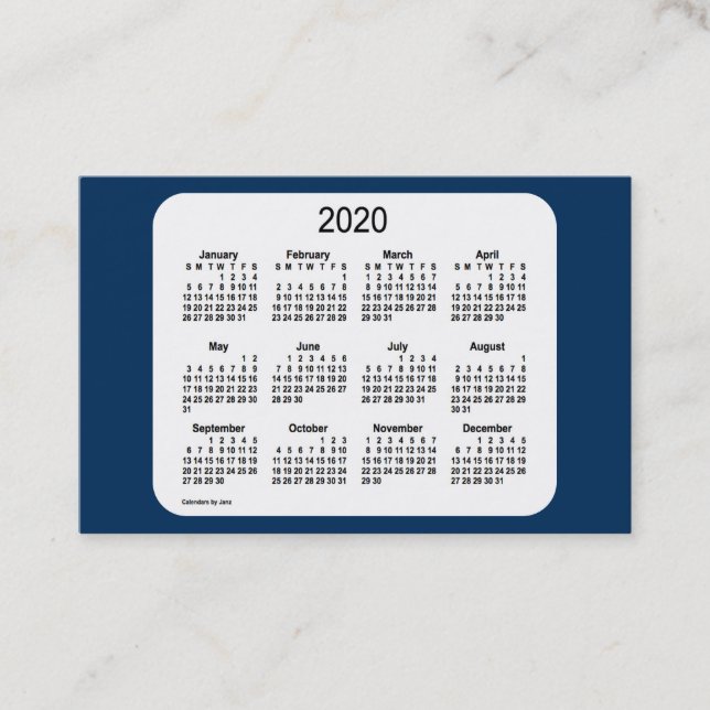 Tarjeta De Visita Calendario 2020 de Janz Caja de Policía Euro Azul (Anverso)