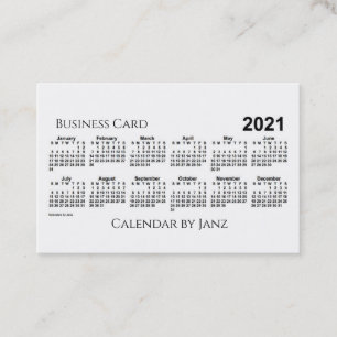 Tarjeta De Visita Calendario 2021 de Janz White Euro