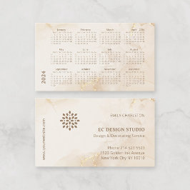 Tarjeta De Visita Calendario 2024 Elegante estilo moderno Beige Tint