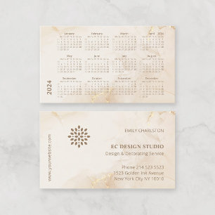 Tarjeta De Visita Calendario 2024 Elegante estilo moderno Beige Tint