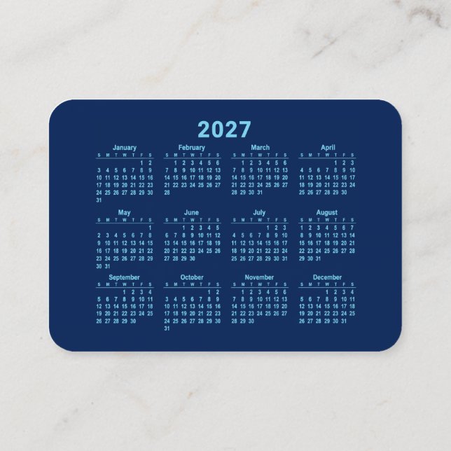Tarjeta De Visita Calendario 2027 (Reverso)
