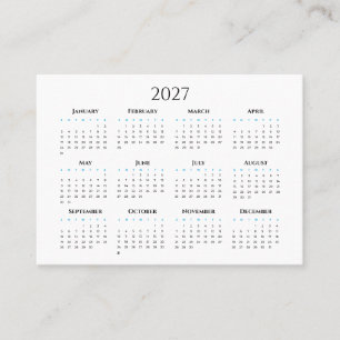 Tarjeta De Visita Calendario 2027 #2 Cuatro Filas, Tres Columnas