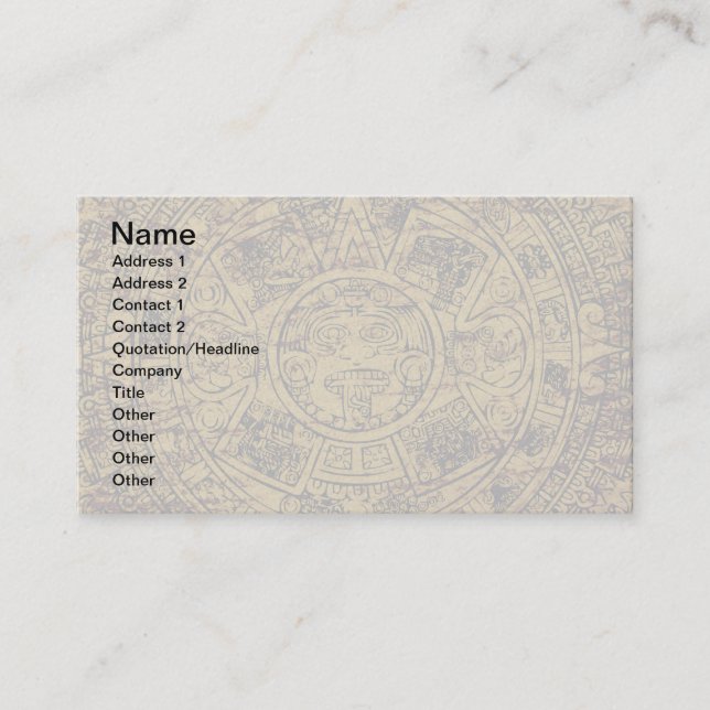 Tarjeta De Visita Calendario Ageto Azteca Sun Stone (Anverso)