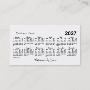 Tarjeta De Visita Calendario Blanco 2027, de Janz
