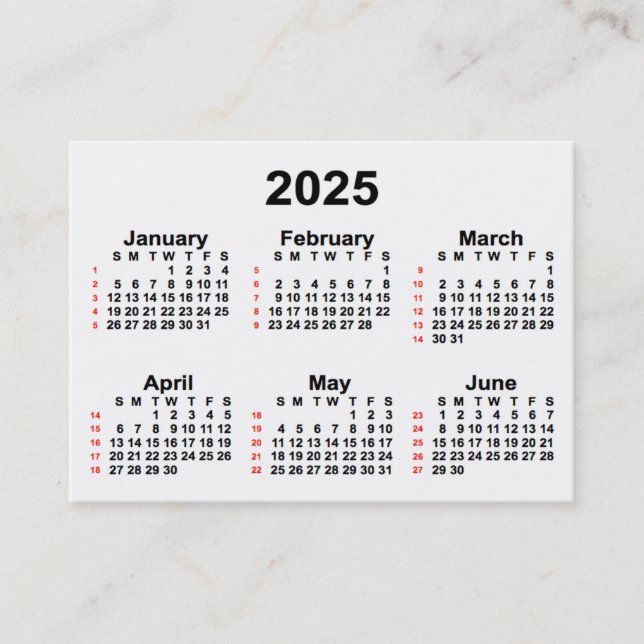 Tarjeta De Visita Calendario blanco de 52 semanas 2025 de Janz Busin (Anverso)