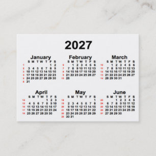 Tarjeta De Visita Calendario blanco de 52 semanas 2027 de Janz Busin
