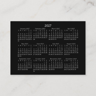 Tarjeta De Visita Calendario de Bolsillo de Inicio Dominical 2027 NE