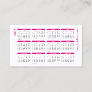 Tarjeta De Visita Calendario de carteras rosadas 2023 con plantilla