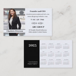 Tarjeta De Visita Calendario de Foto Moderna 2023  