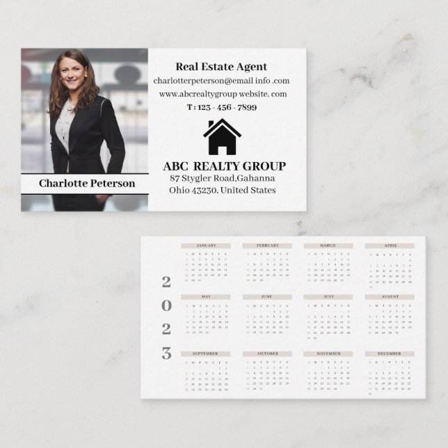 Tarjeta De Visita Calendario de fotografía inmobiliario moderno (Anverso / Reverso)