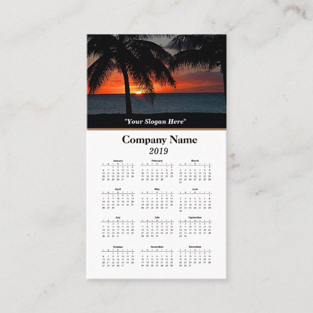 Tarjeta De Visita Calendario de fotos personalizado de 2019 (Anverso)