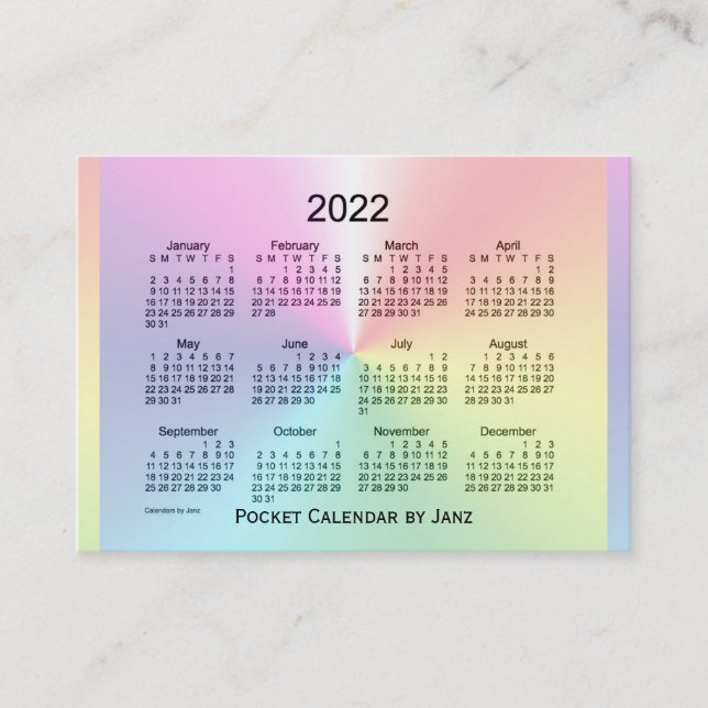 Tarjeta De Visita Calendario de verano 2022 por Janz Mighty Business (Anverso)