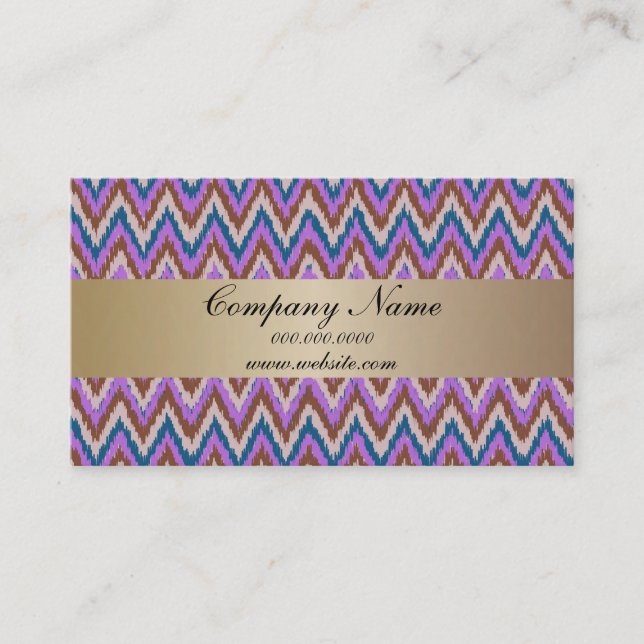 Tarjeta De Visita Calendario Indigo Ikat ZigZag Pocket 2019 (Anverso)