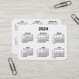 Tarjeta De Visita Calendario ISO de 52 semanas en blanco de 2024, de