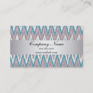 Tarjeta De Visita Calendario Mauve Blue TribaI Ikat ZigZag Pocket 20