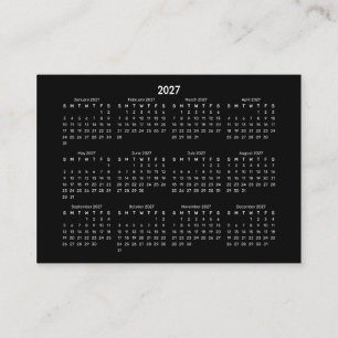 Tarjeta De Visita Calendario Mini POCKET 2027 de inicio DOMINGO NEGR