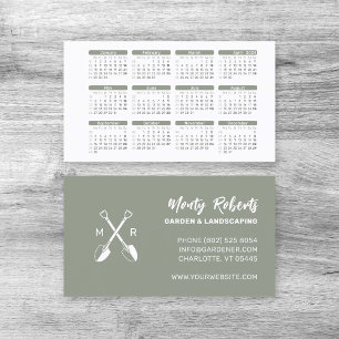 Tarjeta De Visita Calendario minimalista de bolsillo verde atrevido