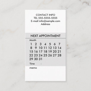 Tarjeta De Visita Calendario simple