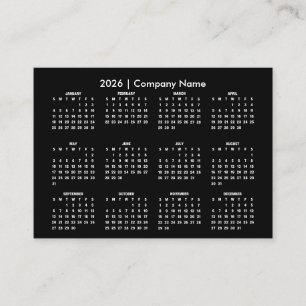 Tarjeta De Visita Calendario Simple Empresa 2026 Nombre