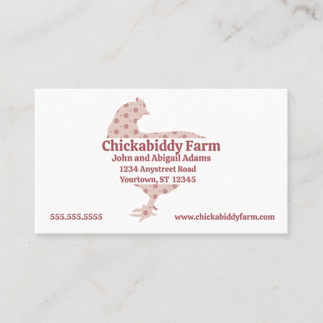 Tarjeta De Visita Calico Hen Egg Farm Farmer Ranch Country (Anverso)