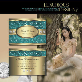 Tarjeta De Visita Calidad de diamantes de Purpurina Verde azulado de