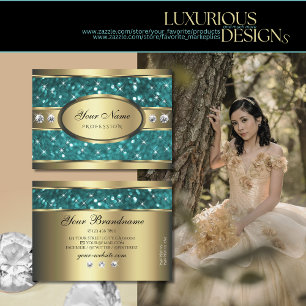 Tarjeta De Visita Calidad de diamantes de Purpurina Verde azulado de