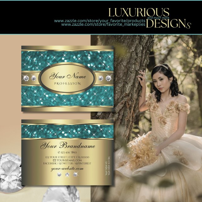 Tarjeta De Visita Calidad de diamantes de Purpurina Verde azulado de (Subido por el creador)