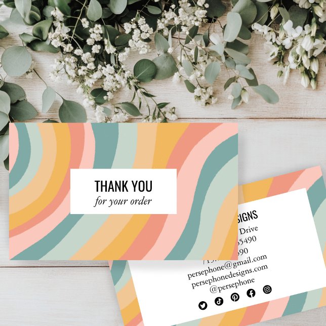 Tarjeta De Visita Cálido Arcoiris Gracias Rayos Icono Social (Warm Earthy Rainbow Thank You Stripes Social Icon Business Card
)