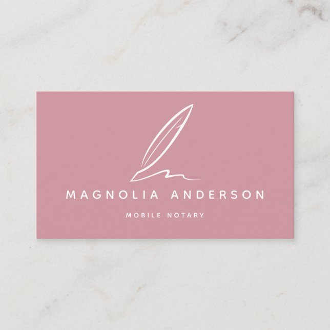 Tarjeta De Visita Cálido de notario móvil | Blanco rosa (Anverso)