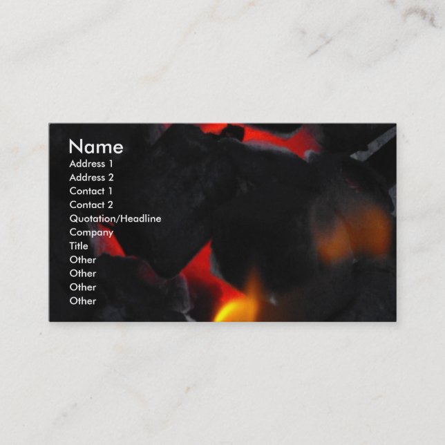 Tarjeta de visita caliente de los carbones (Anverso)