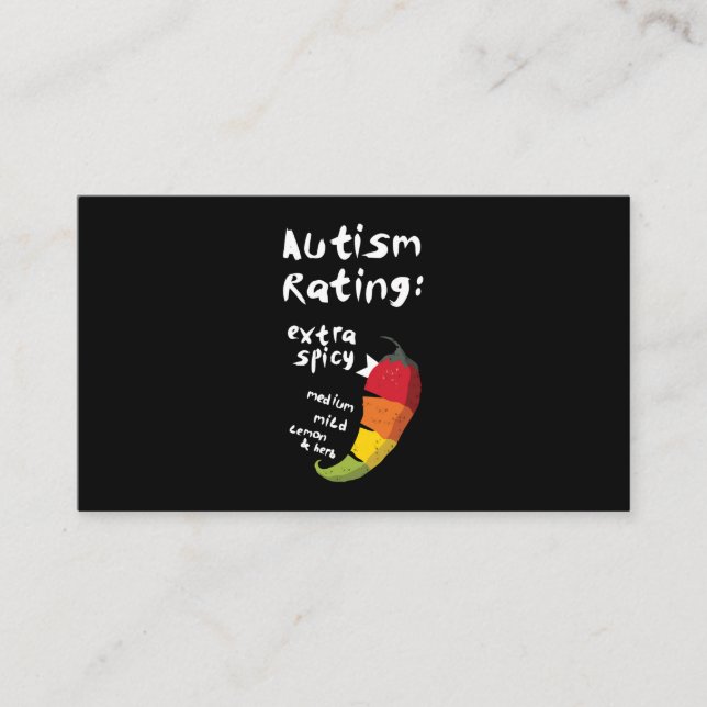 Tarjeta De Visita Calificación de autismo camiseta extra picante (Anverso)