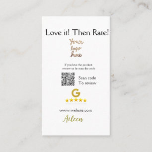 Tarjeta De Visita Califícanos reseña orden de compra comercial QR