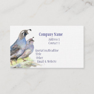 Tarjeta De Visita California Quail Business Card Bird Nature