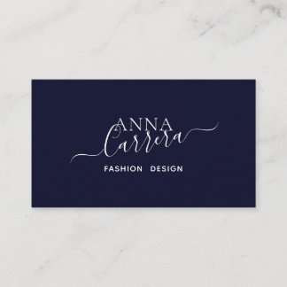Tarjeta De Visita Caligrafía blanca minimalista de la Marina Boutiqu