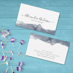 Tarjeta De Visita Caligrafía de acuarela gris moderna mínima