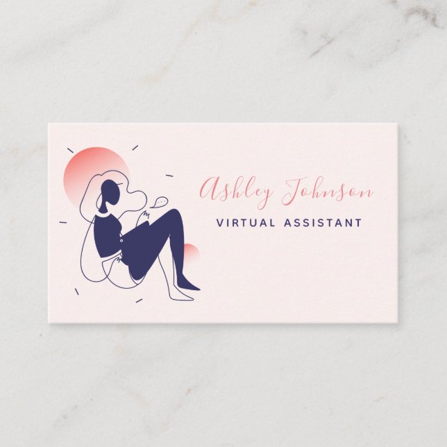 Tarjeta De Visita Caligrafía de Bonito de trabajo remoto de Virtual  (Anverso)