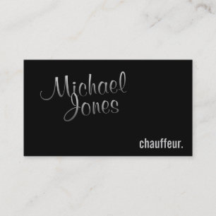 Tarjeta De Visita Caligrafía de Chofer Simple Elegante Negra y con E